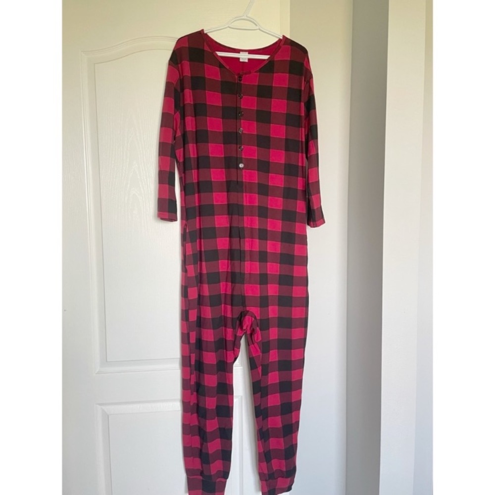 Smash + Tess Red & Black Plaid Men’s One Piece Romper Jumpsuit Onesie